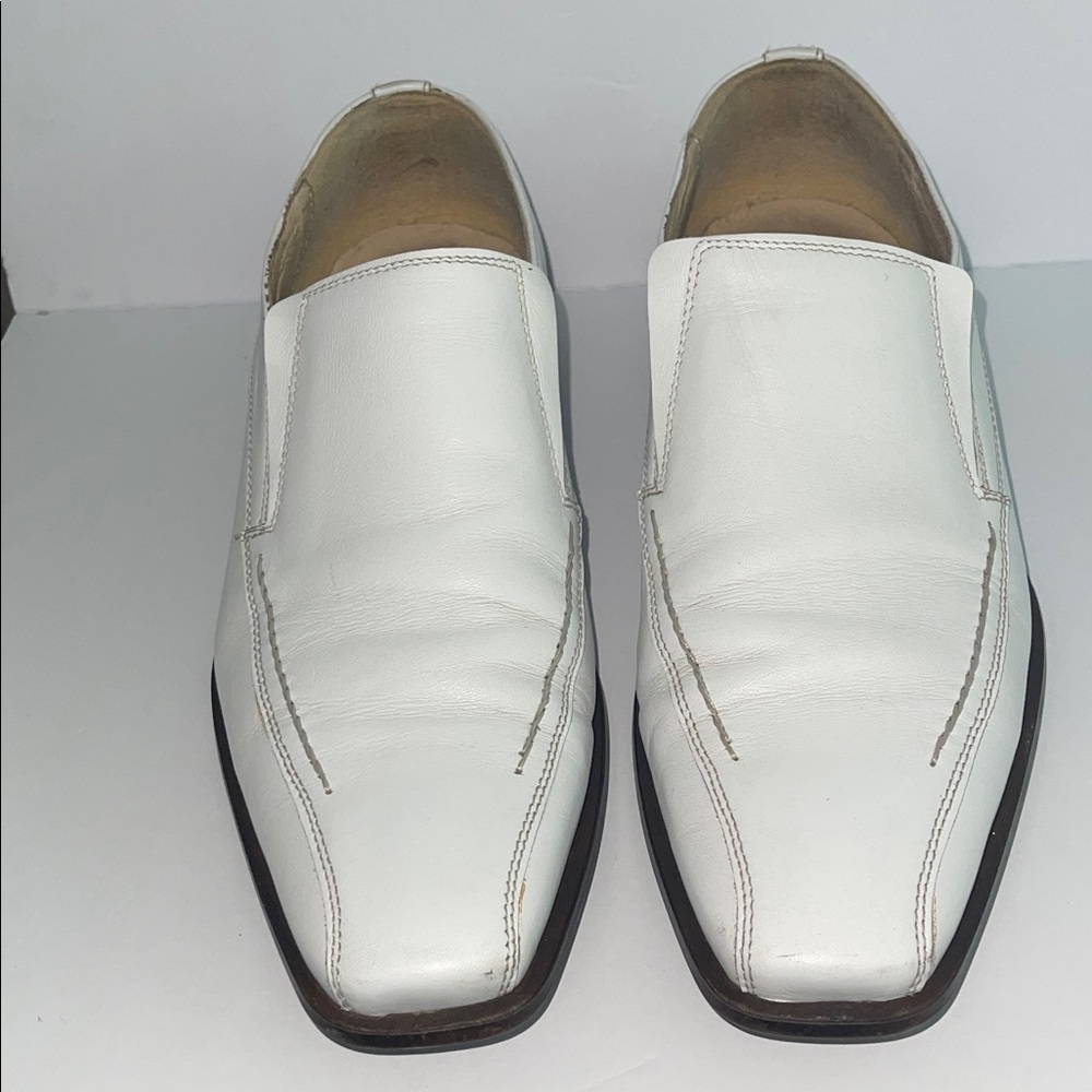 Men's White Leather Loafers(free shipping)